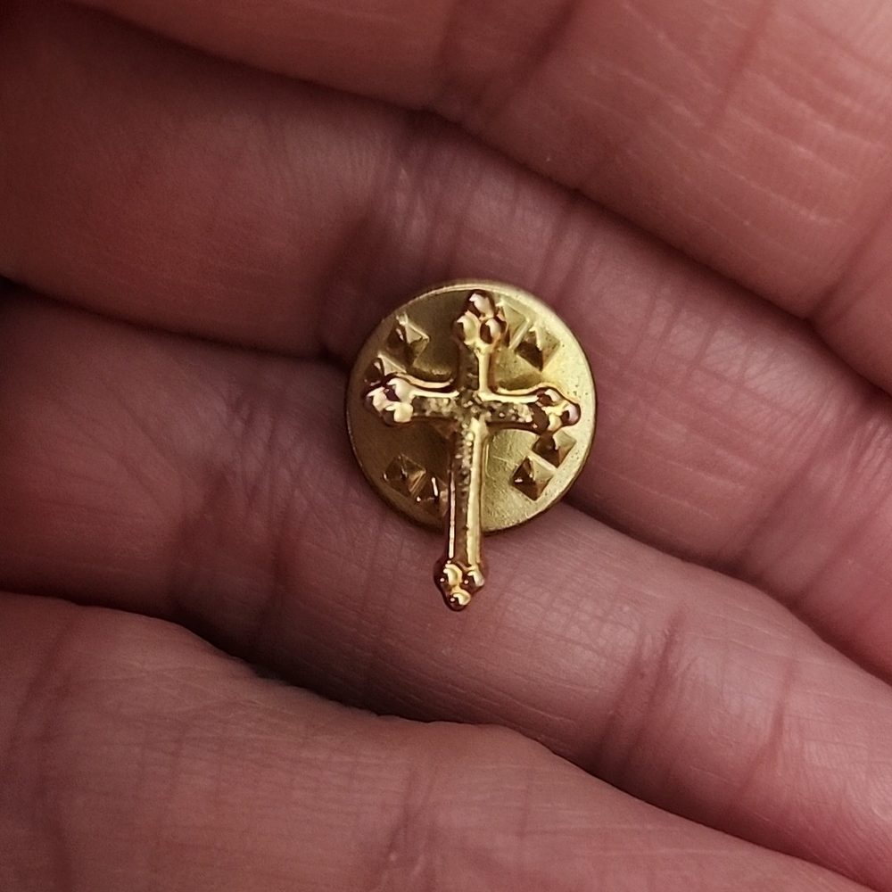 Gold Cross Lapel Pin
